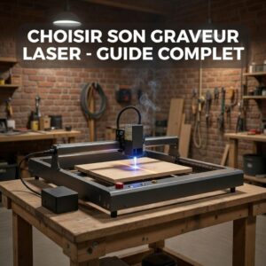Atelier de gravure laser avec une machine CNC open frame découpant du bois de bouleau.