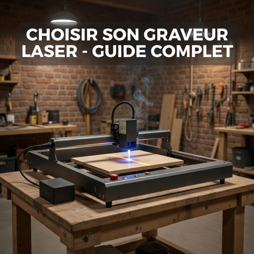 Atelier de gravure laser avec une machine CNC open frame découpant du bois de bouleau.